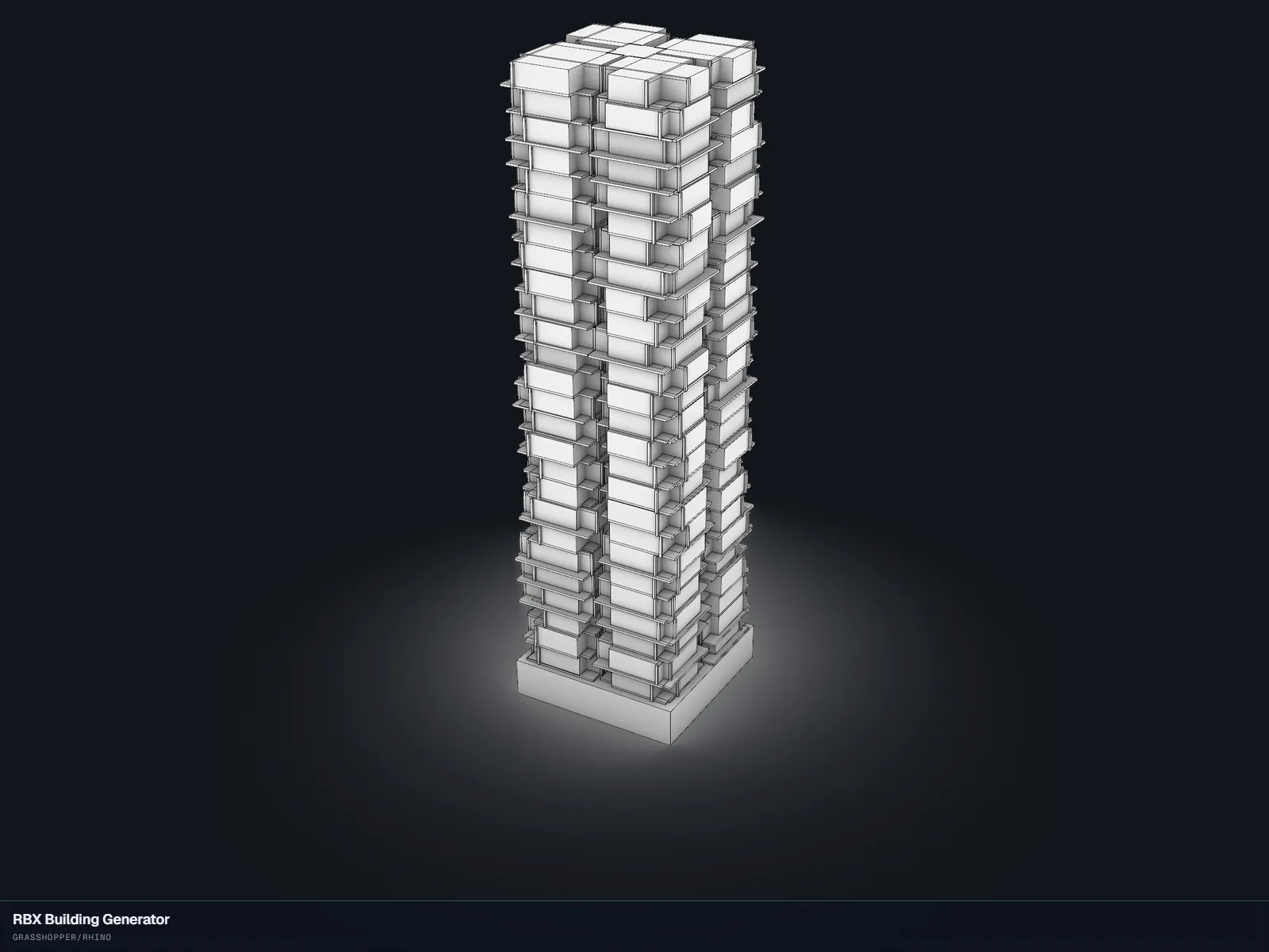 RBX Building Generator — Parametric building massing from a footprint.